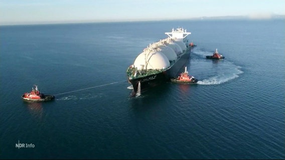 Ein LNG-Terminal wird über den Seeweg angeliefert. © Screenshot 