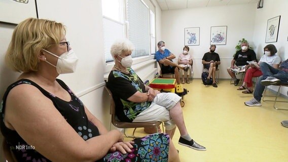 Patient*innen sitzen in einem Wartezimmer © Screenshot 