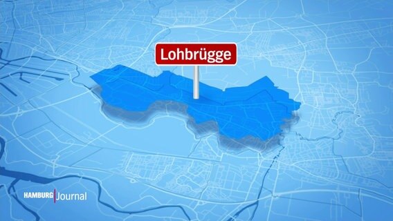 Bild einer blaugefärbten Karte Hamburgs, auf der der Stadtteil Lohbrügge farblich hervorgehoben und beschriftet ist. © Screenshot 