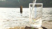 Ein Glas Wasser vor einem See © Screenshot 