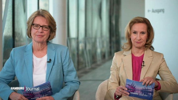 Die Moderatorinnen des Sommerinterviews Sylvia Burian und Anette van Koeverden in der Elbphilharmonie. © Screenshot 