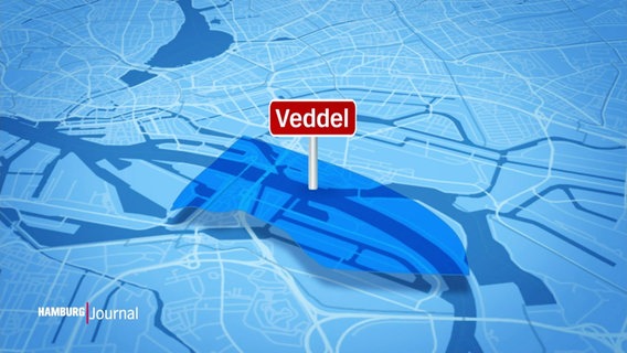 Auf einer Stadtkarte ist Veddel gekennzeichnet. © Screenshot 