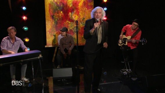 Musiker Stefan Gwildis performt mit einer Combo das Lied „Bunt“ seines neuen Albums in der Sendung "DAS!". © Screenshot 