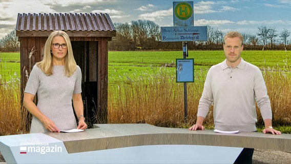 Die Moderatorin Gabi Lüeße und der Moderator Henrik Hanses im Studio © Screenshot 