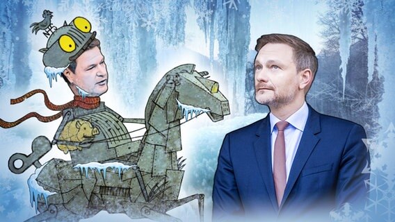 Wirtschaftsminister Robert Habeck als Ritter Frost und Christian Lindner. © NDR 