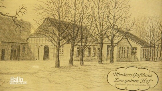 Eine Zeichnung von "Menkens Gasthaus". © Screenshot 