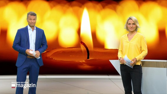 Marie-Luise Bran und Gerrit Derkowski moderieren das Schleswig-Holstein Magazin am 10.10.2022. © Screenshot 