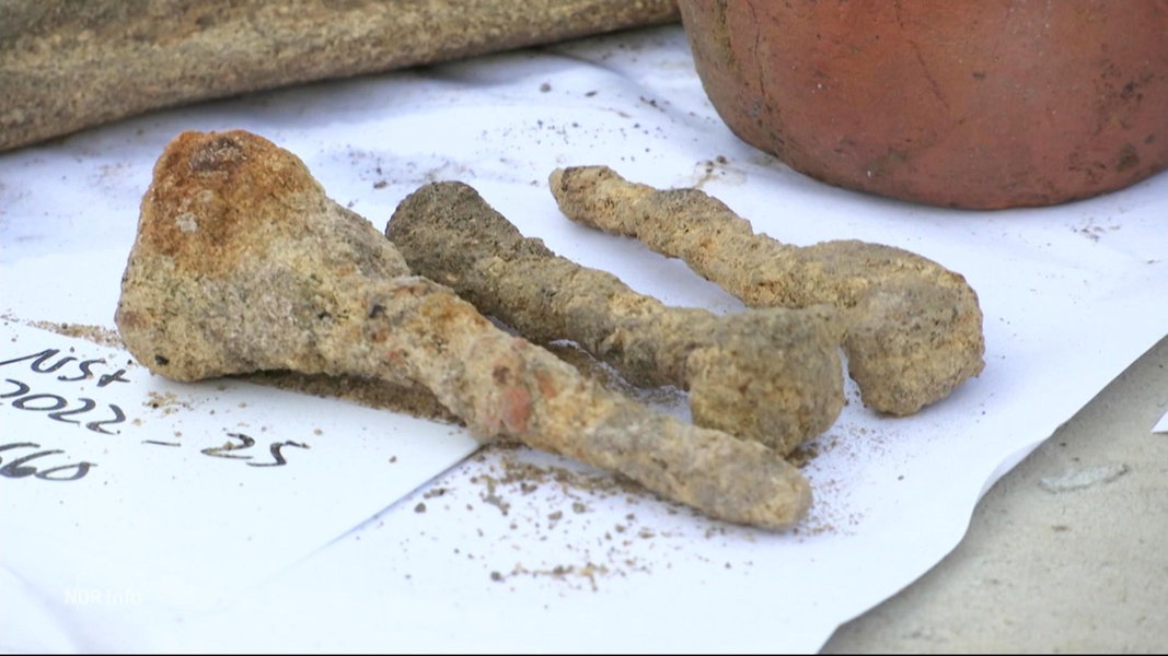 Nägel aus dem Mittelalter an einer Bremer Ausgrabungsstätte.