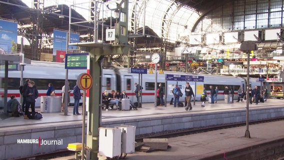 Ein ICE fährt durch das Gleisbett im Hamburger Hauptbahnhof. © Screenshot 