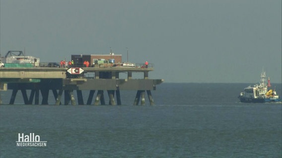 Die Polizei patroulliert mit Schiffen vor dem LNG-Terminal © Screenshot 