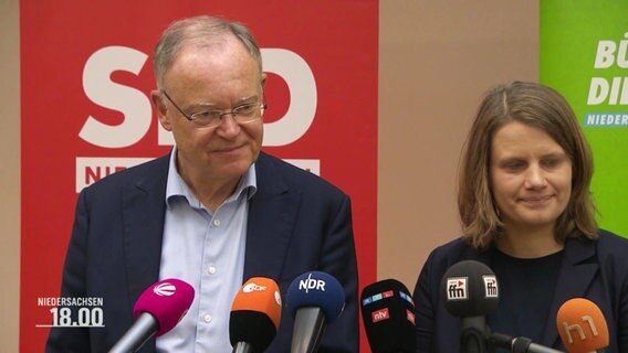 Julia Willie Hamburg (Grüne) und Stephan Weil (SPD) © Screenshot 