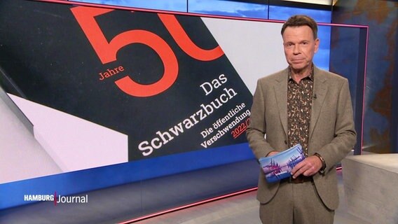 Ulf Ansorge moderiert in der Abendausgabe des Hamburg Journals einen Beitrag zum Steuer-Schwarzbuch an. © Screenshot 