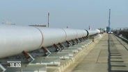 Auf einem Hafengelände erstreckt sich eine lange Pipeline für Flüssiggas (LNG). © Screenshot 