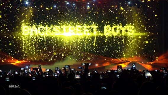 Zahlreiche Smartphones filmen die Bühnenshow der Backstreet Boys. © Screenshot 