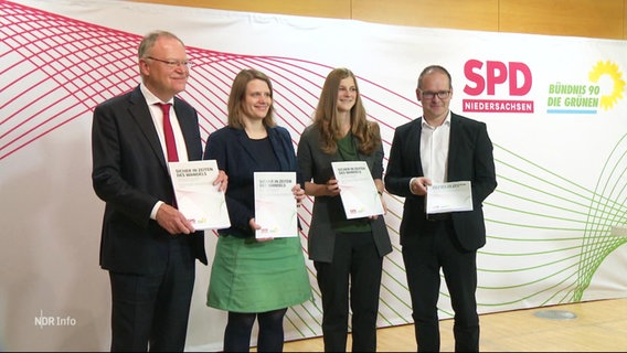 Die SPD und die Grünen unterzeichnen ihren Koalitionsvertrag. © Screenshot 