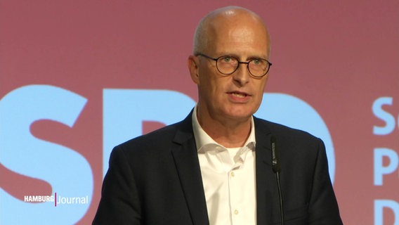 Hamburgs Erster Bürgermeister Peter Tschentscher bei einem Parteitag der Hamburger SPD. © Screenshot 