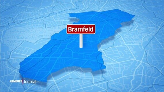 Auf einer Karte ist in blau der Hamburger Stadtteil Bramfeld hervorgehoben. © Screenshot 