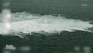 Blubberblasen im Meer an der Stelle der gesprengten Pipeline. © Screenshot 