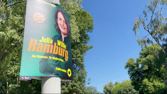 Ein Wahlplakat der Grünen mit Julia Willie Hamburg. © Screenshot 