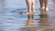 Blanke Füße stehen in der Ostsee. © Screenshot 