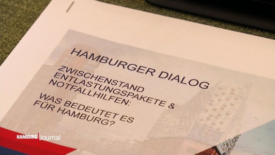 Eine Broschüre auf einem Tisch im Rathaus über den Hamburger Dialog © Screenshot 
