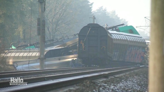 Verunglückter Zug nach Güterzugunfall. © Screenshot 