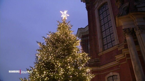 Ein Weihnachtsbaum am Michel. © Screenshot 