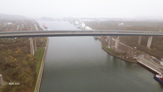 Eine Brücke über dem Nord-Ostsee-Kanal. © Screenshot 