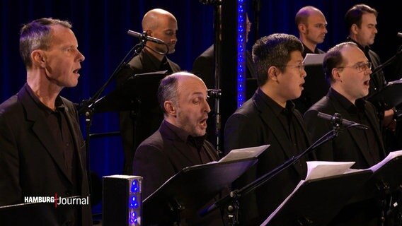 Mehrere Männer singen als Teil einer Bigband. © Screenshot 