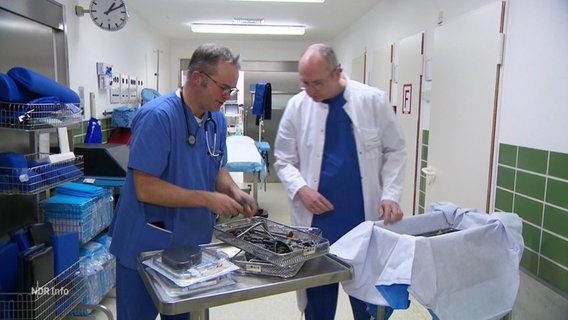 Zwei Ärzte begutachten medizinisches Equipment, welches ihnen in der Ukraine zur Verfügung steht © Screenshot 