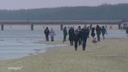Menschen gehen am Strand von Usedom spazieren © Screenshot 