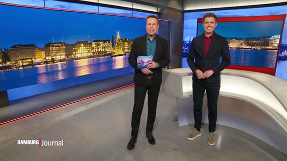 Ulf Ansorge und Carl-Georg Salzwedel moderieren das Hamburg Journal © Screenshot 