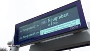 Auf einer Anzeigetafel am Bahnsteig wird auf die Maskenpflicht im Öffentlichen Nahverkehr verwiesen. © Screenshot 