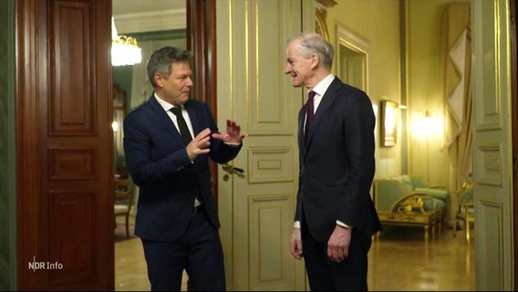 Bundeswirtschaftsminister Robert Habeck zusammen mit dem norwegischen Ministerpräsidenten. © Screenshot 