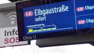 Der Hinweis auf die Auslastung eines S-Bahnzuges auf der Anzeige im Bahnhof © Screenshot 