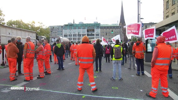 Streik der Gewerkschaft ver.di in Hamburg. © Screenshot 