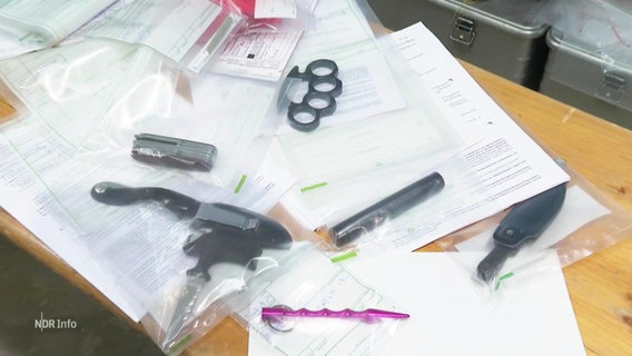Von der Polizei beschlagnahmte Waffen. © Screenshot 