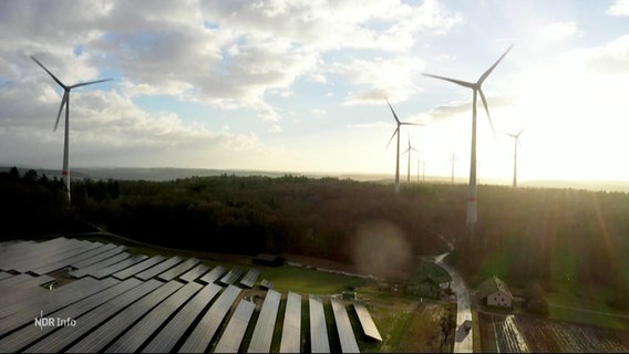 Windräder mit Solarpark. © Screenshot 