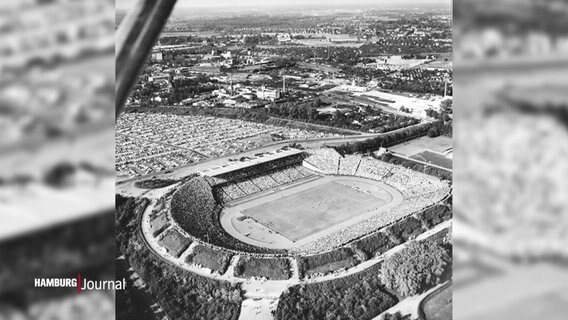 Das alte Volksparkstadion in Hamburg in einer Archivaufnahme aus der Vogelperspektive. © Screenshot 