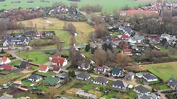 Blick aus der Luftperspektive auf das Dorf Prohn © Screenshot 