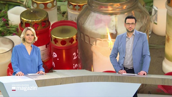 Marie-Luise Bram und Christopher Scheffelmeier moderieren das Schleswig-Holstein Magazin. © Screenshot 