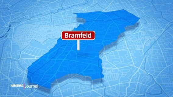 Auf einer digitalen Stadtkarte steckt ein Schild mit der Aufschrift "Bramfeld". © Screenshot 