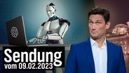 Ein Roboter am Rechner und Christian Ehring. Thema: Künstliche Intelligenz. © NDR 