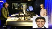 .Moderatorin Birgit Langhammer mit einem Gast im Studio von NDR Info. Ein Gast ist zugeschaltet. © Screenshot 