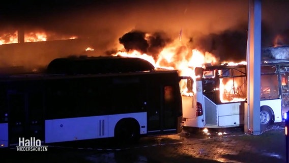 Mehrere brennende Busse © Screenshot 