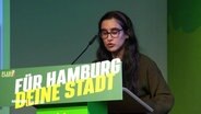 Nergis Zafiri spricht auf dem Grünen-Parteitag in Hamburg © Screenshot 