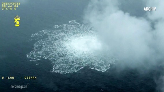 Die Explosion der Nordstream-Pipeline aus der Vogelperspektive. © Screenshot 