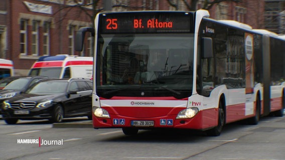 Ein Bus der Linie 25 in Richtung Bahnhof Altona. © Screenshot 
