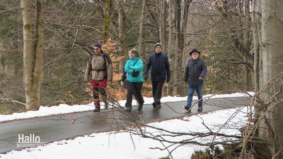 Eine kleine Wandergruppe im Harz. © Screenshot 