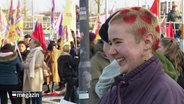 Eine Teilnehmer:in auf der feministischen Demo in Kiel. © Screenshot 